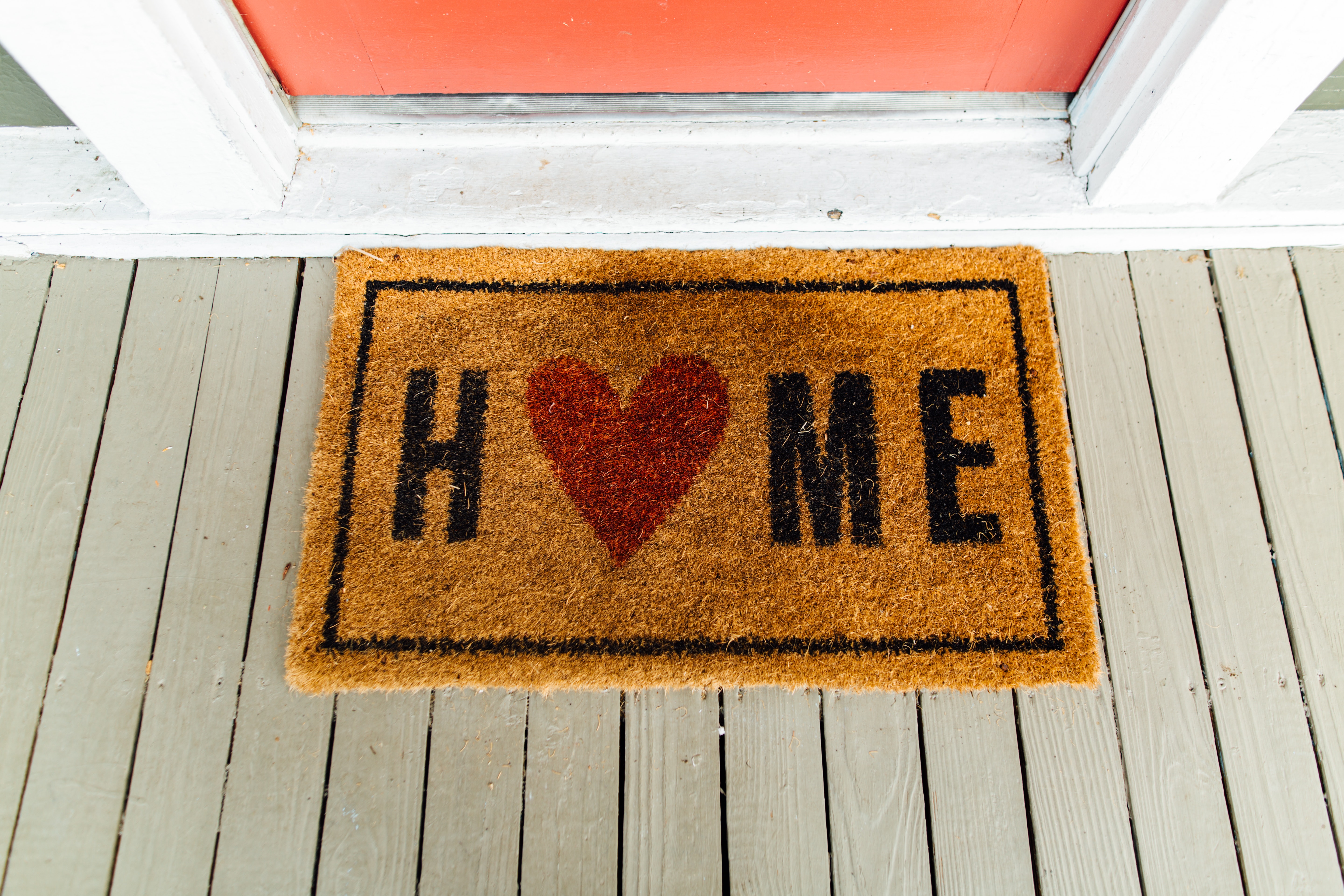 A welcome mat says home